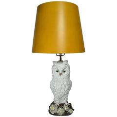 Ceramic Majolica Owl Lamp Made in Italy for Mottahedeh
