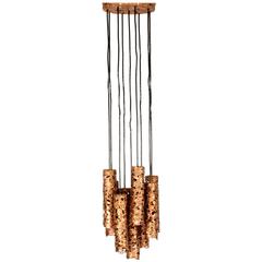 Retro Swedish Brutalist Copper Ceiling Lamp