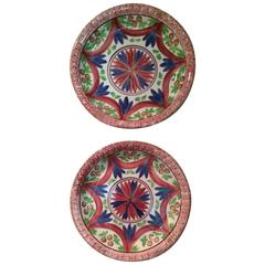 Pair of Large Antique English Splatterware Chargers 8