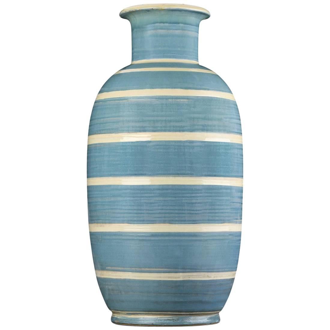 Spectacular Monumental Art Deco Striped Vase by Kahler  For Sale