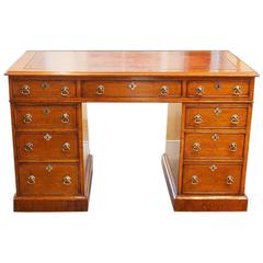 Victorian Honey Oak Pedestal Desk