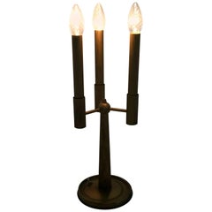 Vintage Three-Arm Brass Table Lamp with a Candelabra Design, Italy