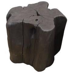 Triple Burnt Teak Wood Side Table
