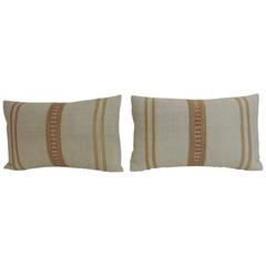 Pair of Antique Homespun Linen Decorative Lumbar Pillows 9