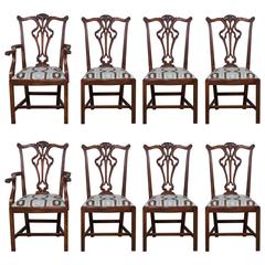 Set Eight George III Chippendale Style Mahogany Dining Chairs, Custom Finish