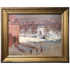 Arthur Merton Hazard Oil Painting Boston View of State House from Boylston St.
