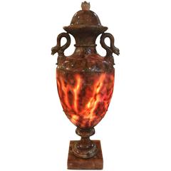 Hand-Carved Italian Marble Urn Lamp