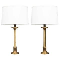 1920
s French Brass 
Bronze Pair of Table Lamps