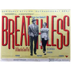 Vintage "Breathless" Film Poster, 1980