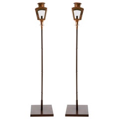 Pair of Patinated Copper Floor Lamps
