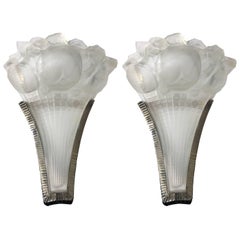 Pair of French Art Deco Sconces Signed by Lalique