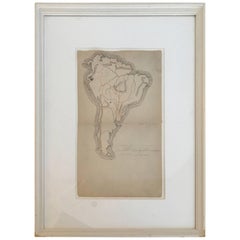 Antique 19th Century Schoolboy Map of South America