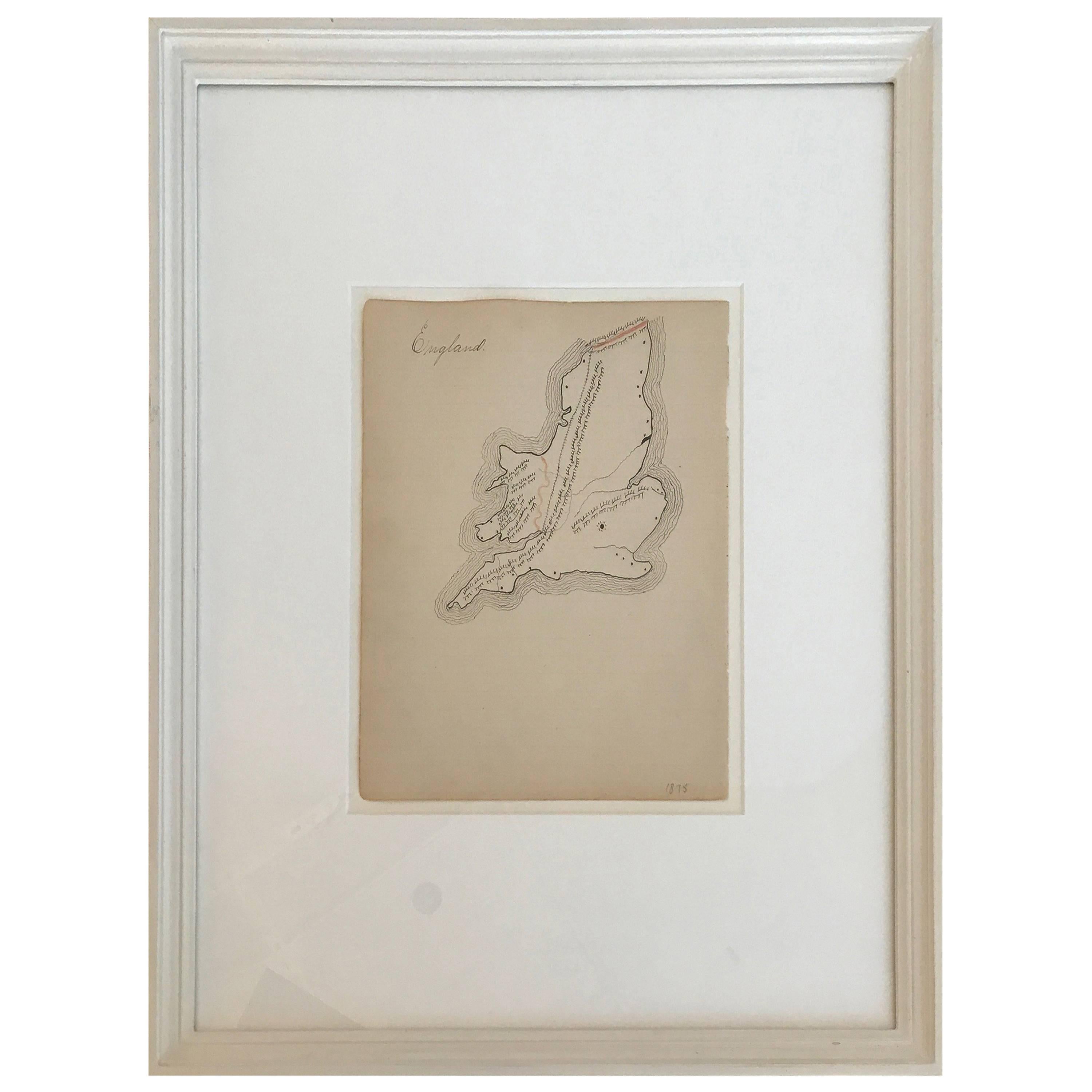 19th Century Schoolboy Map of England For Sale