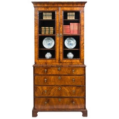 Antique Period George I Walnut Secretaire Bookcase