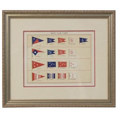 Vintage Framed Original Page of Yacht Club Flags from Lloyd's Register, circa 1938