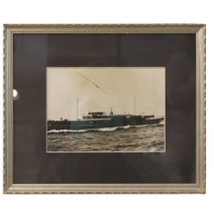 Original Antique Photograph of a Steam Yacht