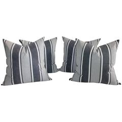 Set of Four Wide Striped 19th Century Ticking Pillows 7