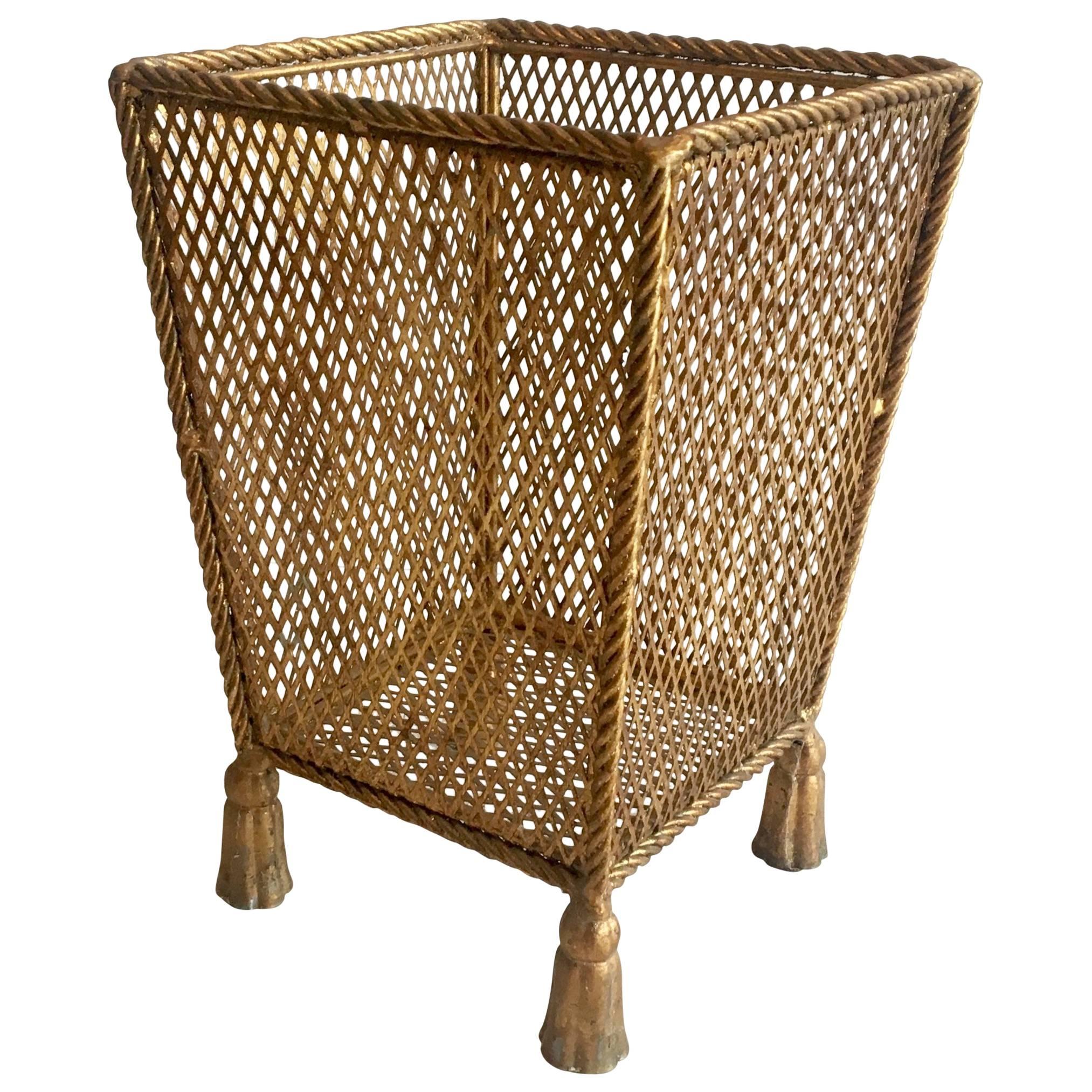 Italian Gold Guild Regency Waste Basket at 1stDibs