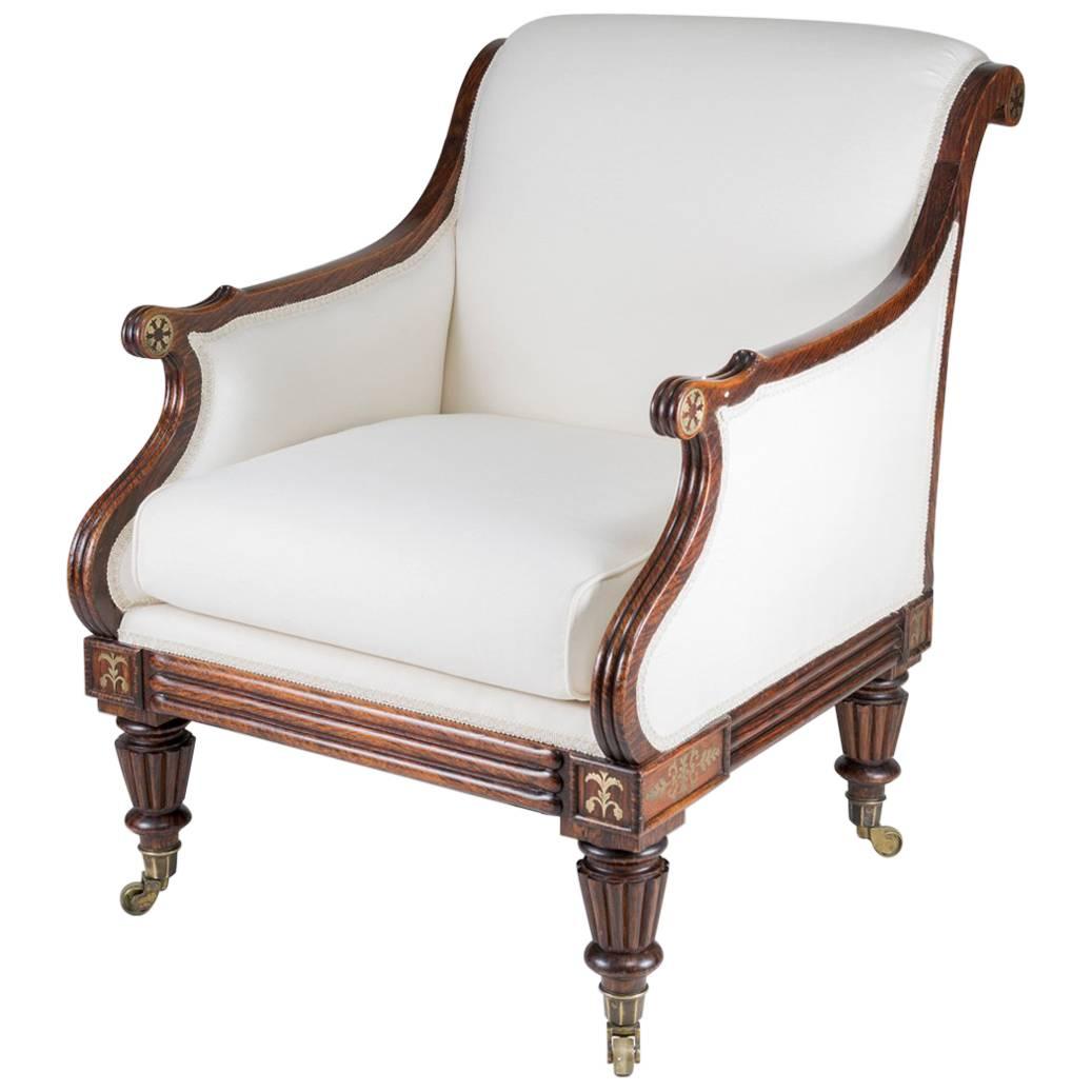 Fine Regency Simulated Rosewood Library Armchair For Sale