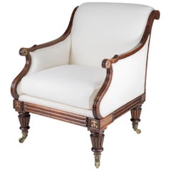 Fine Regency Simulated Rosewood Library Armchair