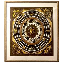 Framed Hermes Zodiac Scarf, circa 1970