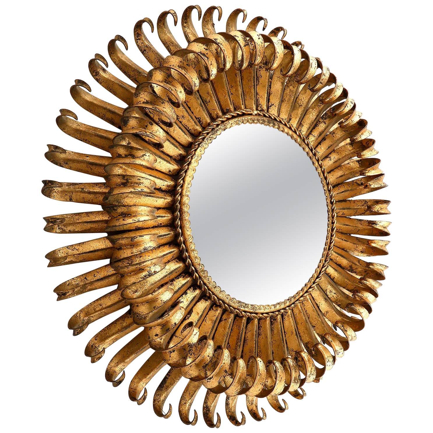 Gilt Sunburst Mirror, 1960 For Sale