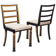 Erik Chambert Pair of Swedish Grace Period Ebonized and Elm Side Chairs