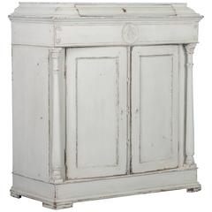 Antique 19th Century Light Gray Swedish Neoclassical Two-Door Cabinet 5