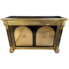 Vintage Exceptional Mastercraft Brass, Laminate and Glass Sideboard