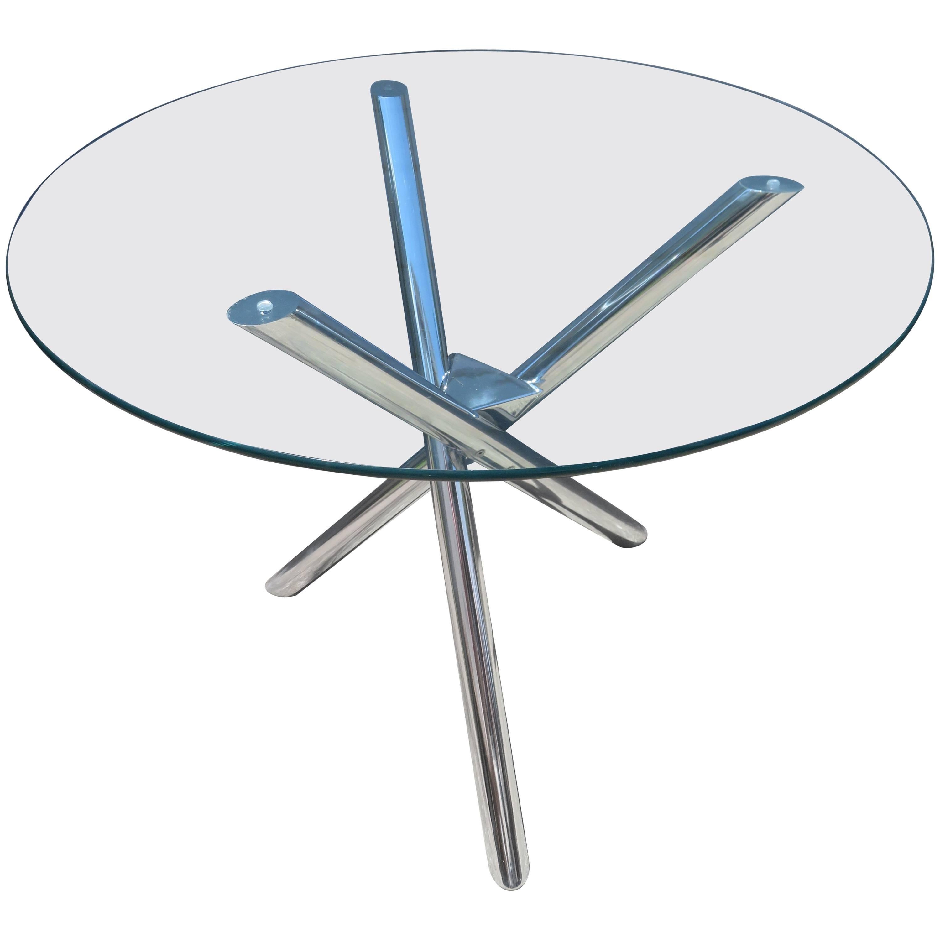Excellent Pace Style Jax Base Chrome Dining Table Mid-Century Modern