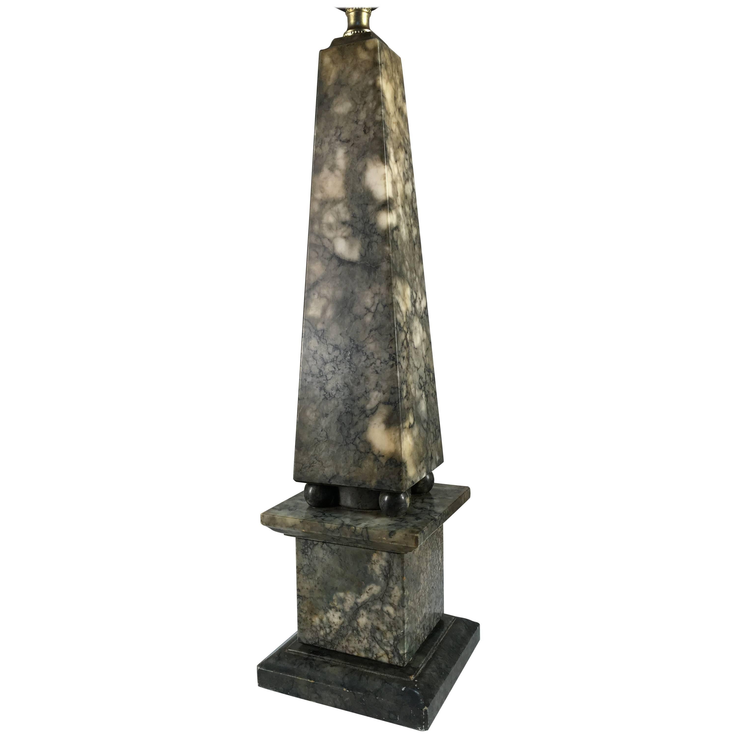 Marble Obelisk Table Lamp, 1930s