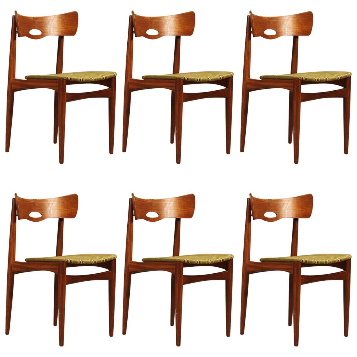 Rare Set of Six Danish Teak Chair by Bramin