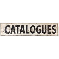 Vintage Large Auction Room Hand-Painted Wooden Catalogues Sign