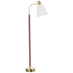 Brass and Leather Floor Lamp by Hans Bergström