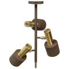 1970s Metal and Brass Three-Spot Ceiling Lamp 5
