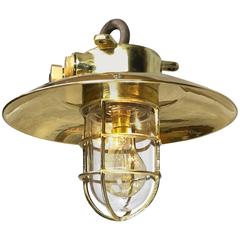 Mid-Late 20th Century Brass Explosion Proof Pendant Brass Shade and Glass Dome 6
