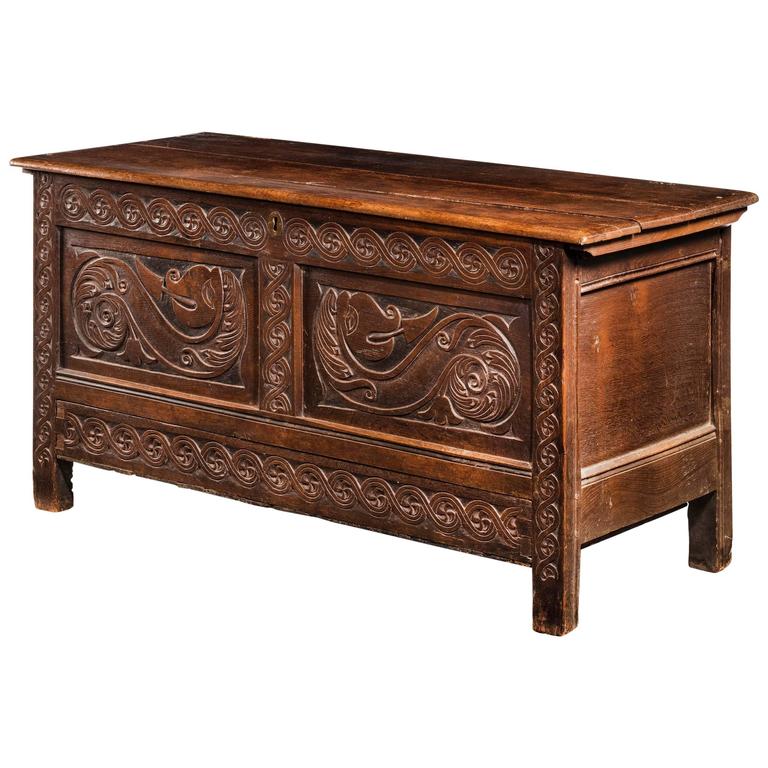 Charles II Period Oak Dower Chest of Good Size For Sale at 1stdibs