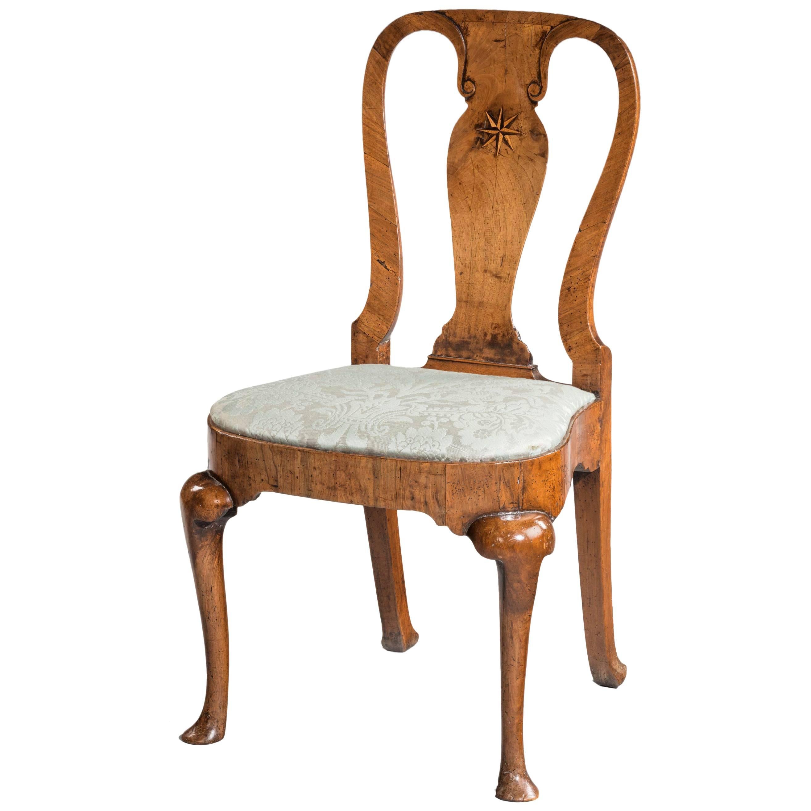 Queen Anne Period Walnut Single Chair