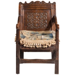 Charles II Style Oak Panelled Armchair