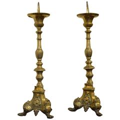 Pair of 19th Century Brass Candlesticks Antique Pair of 19th Century Brass Candlesticks