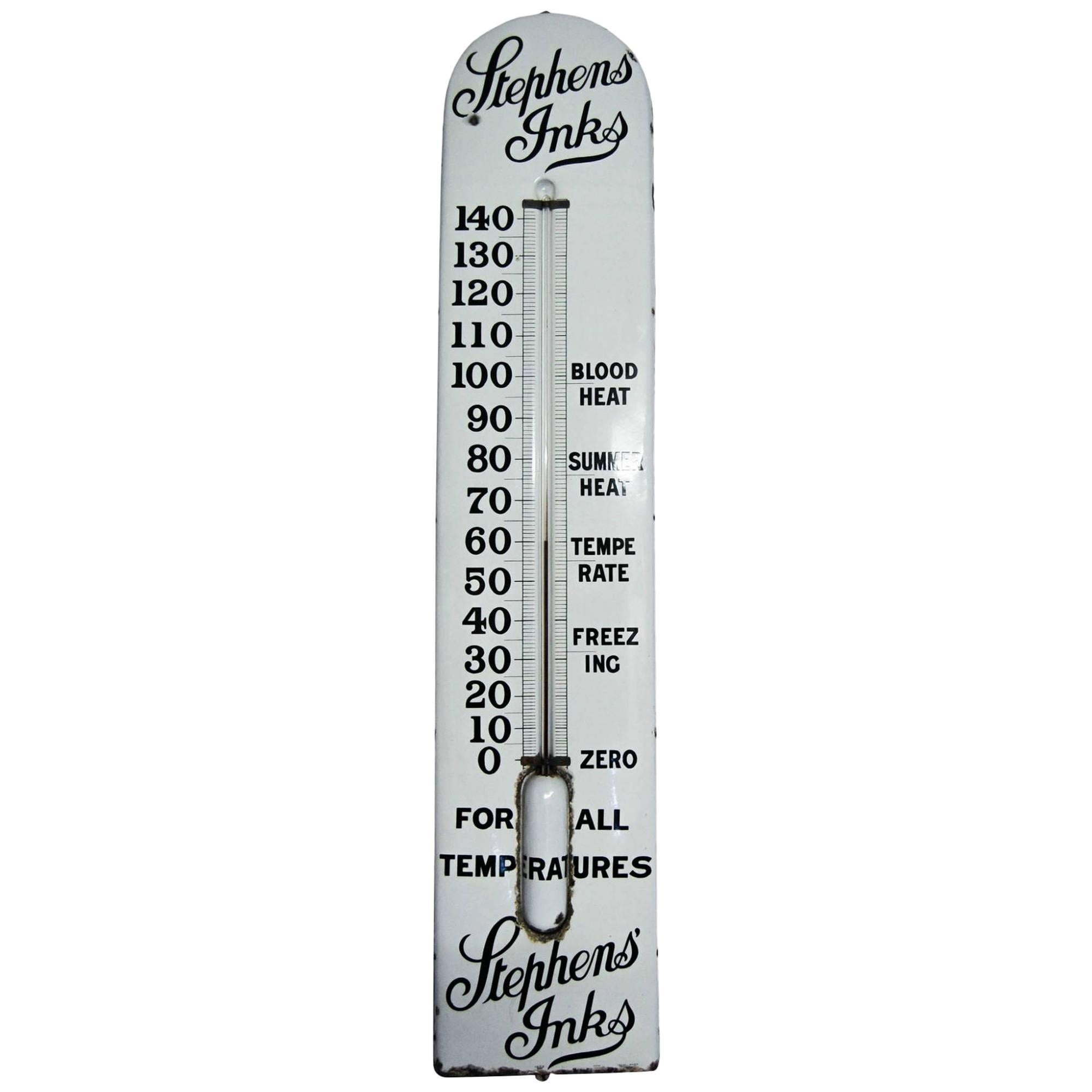 Large Stephens Inks Thermometer Advertising Sign