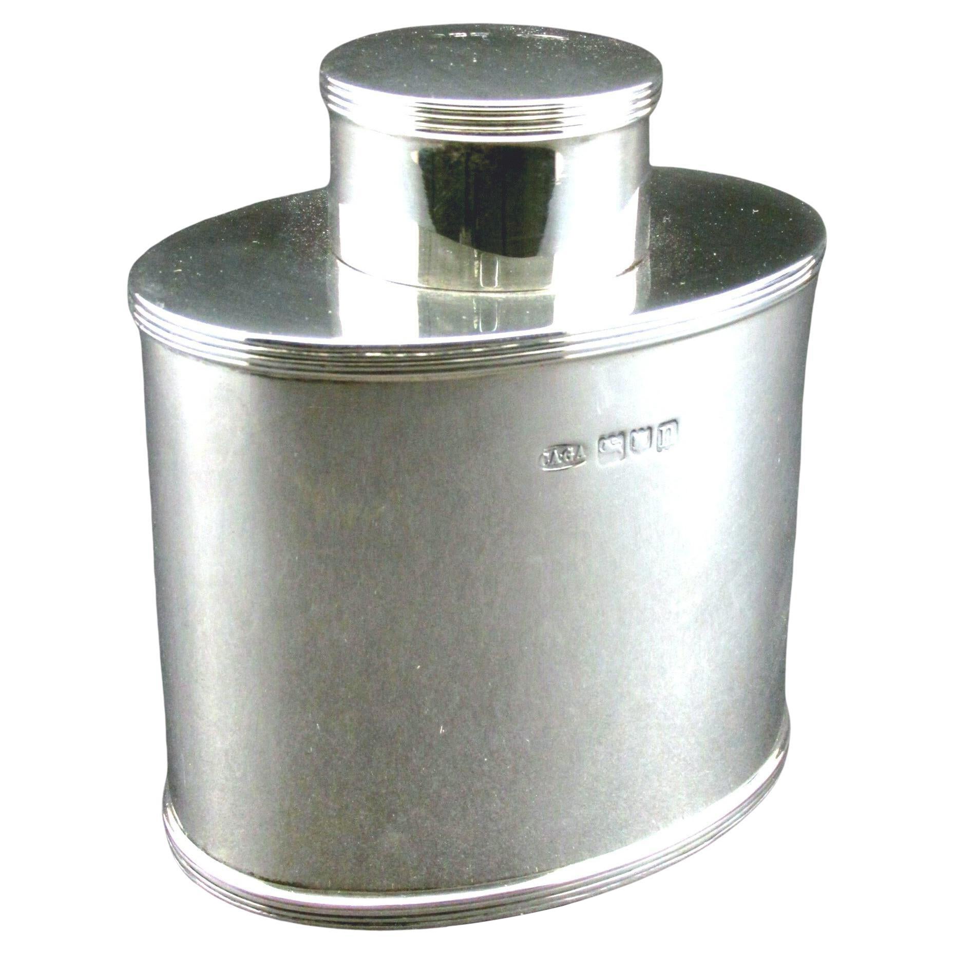 A Very Fine Edwardian Period Sterling Silver Tea Caddy by Asprey of London, 1908 For Sale