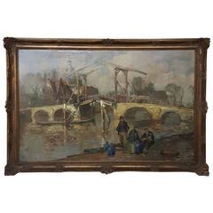 Antique Framed Oil Painting on Canvas by Martin Van Waning, 1889-1972
