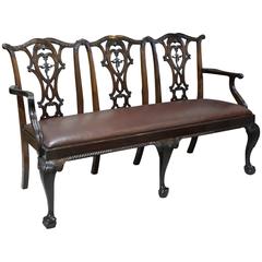 Antique Chippendale Revival Chair Back Sofa