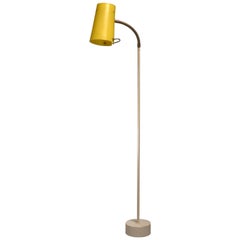 Scandinavian Modern Floor Lamp with Yellow Plexiglass Adjustable Shade, 1950s