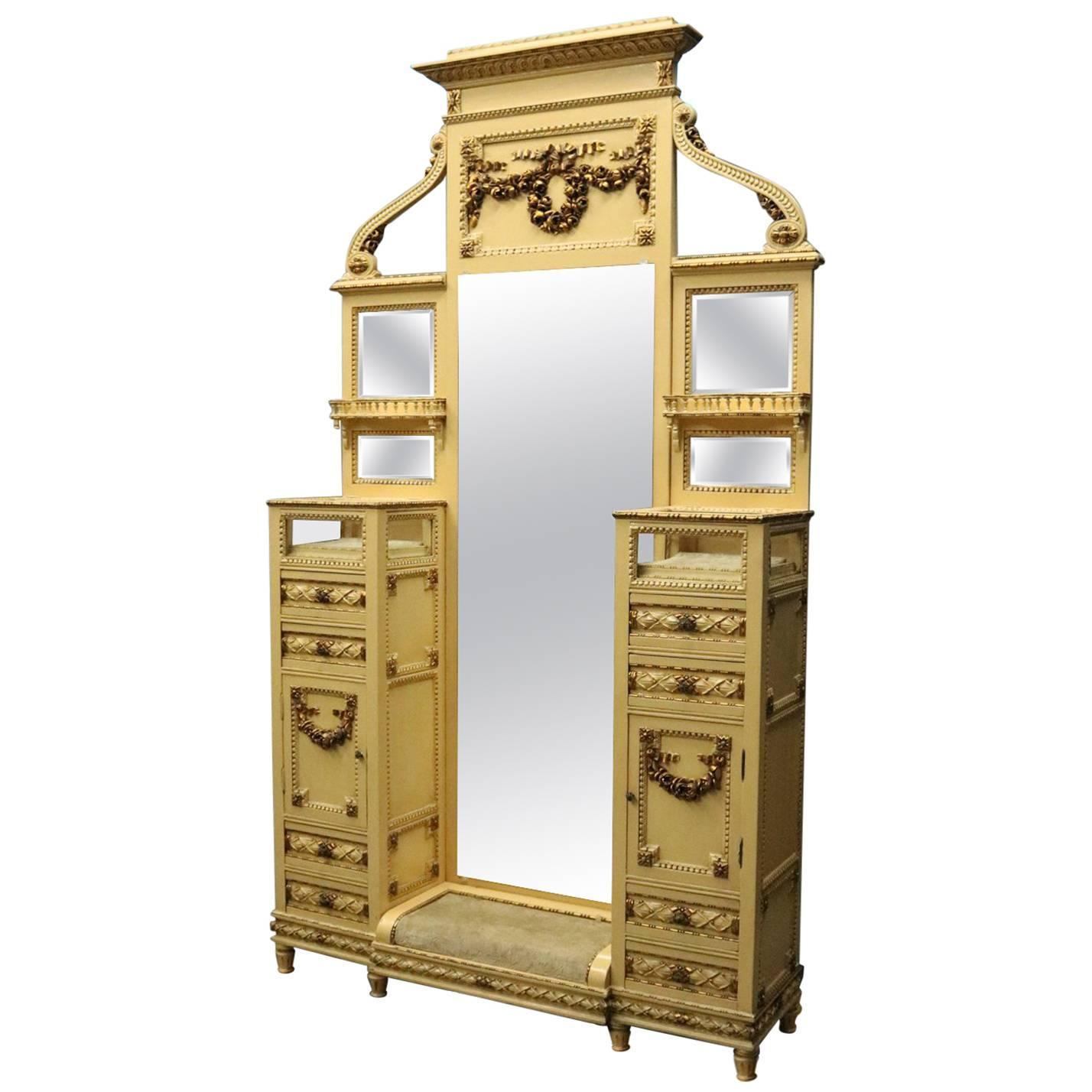 Antique French Provincial Dressing Tale/Stand, Cheval Mirror and Vitrines