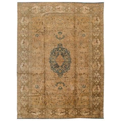 Gorgeously Contrasted Antique Persian Tabriz Rug