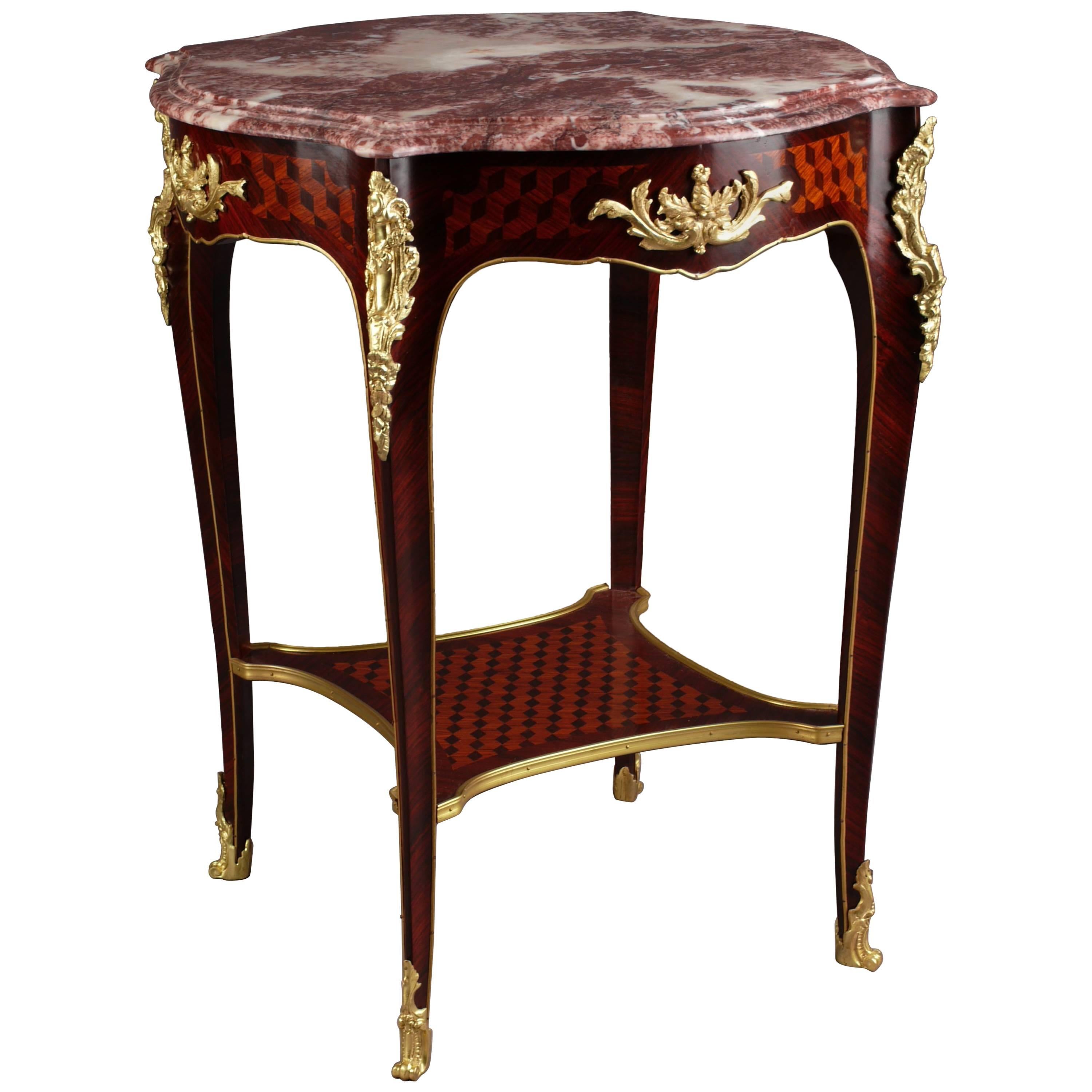 20th Century Exclusive Side Table in Louis Quinze Style Rosewood Veneer