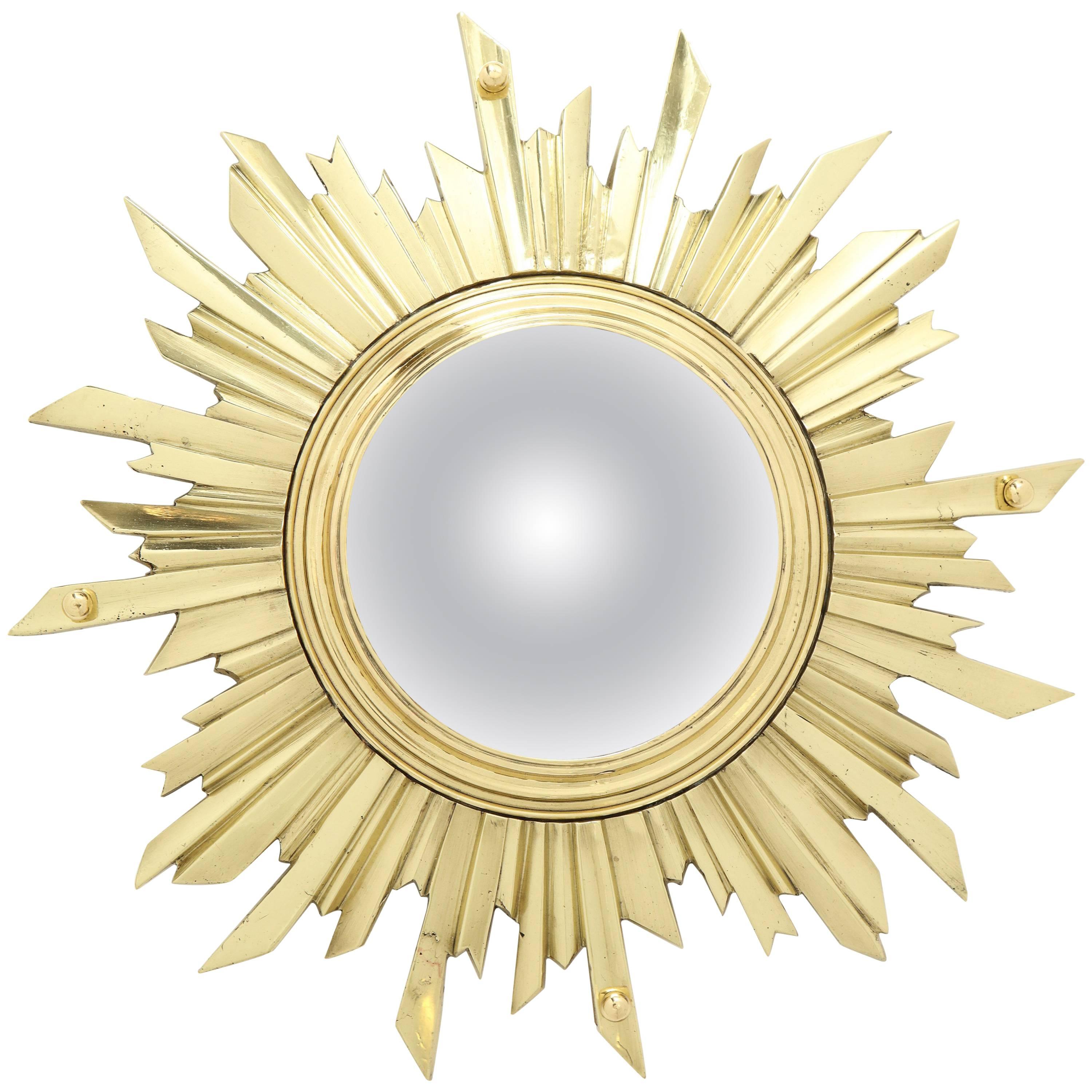 Unusual Bronze Sunburst Mirror For Sale