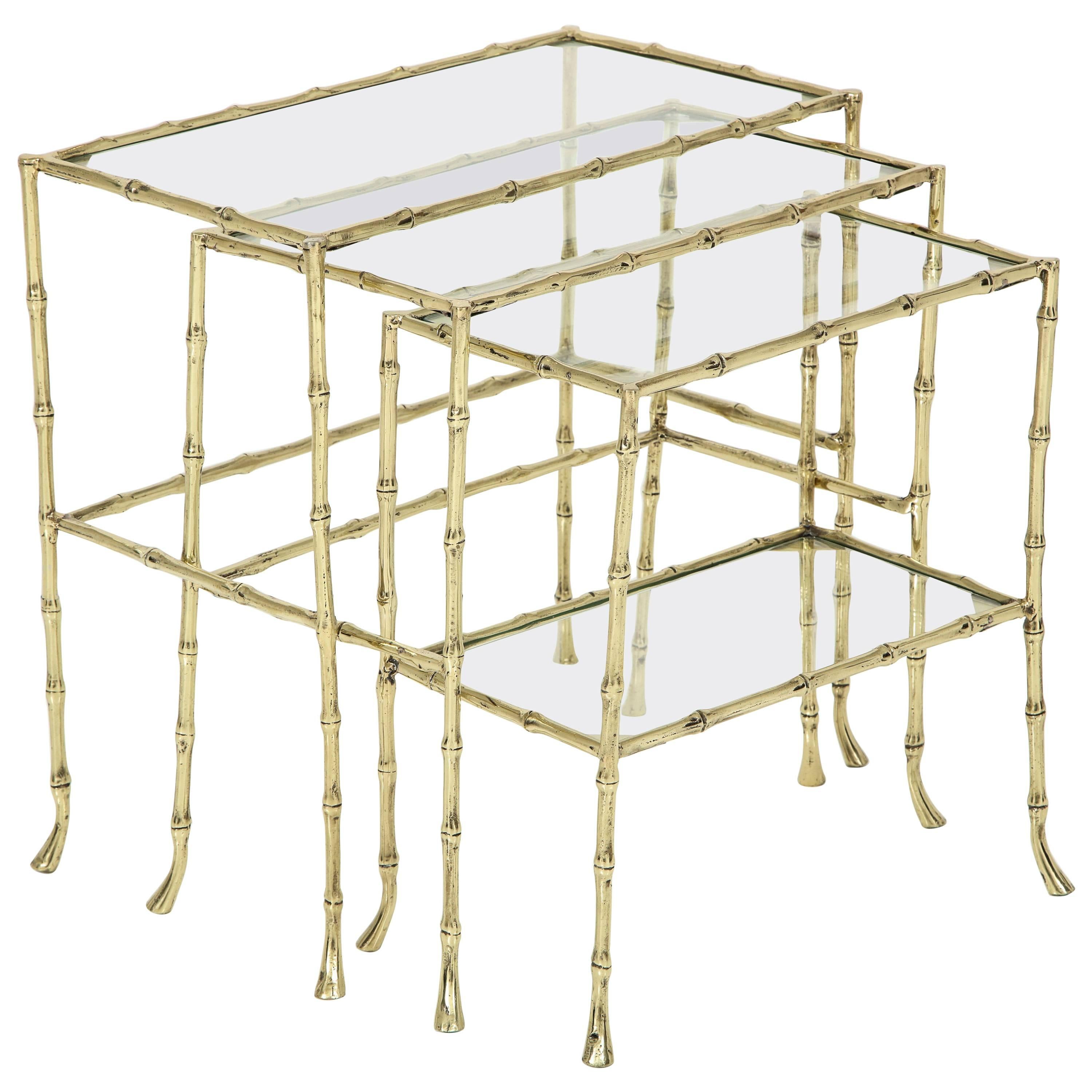 Set of Three Faux Bamboo Nesting Tables